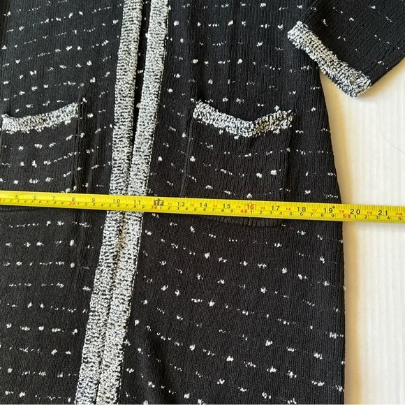 Neiman Marcus M Black White Open Cardigan Sweater - Picture 7 of 15